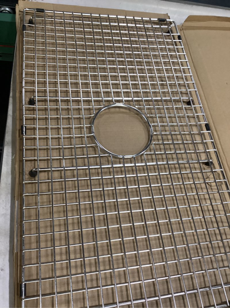 Condition photo showing Good Condition for serene valley sink bottom grid 28-1/2" x 16-5/8", centered drain with corner radius 3/8", sink protector svh2917c