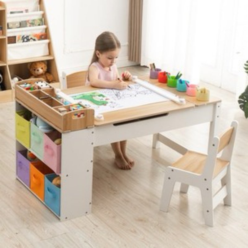 kids art table and chair - toddler craft table and chairs set with 2 chair 