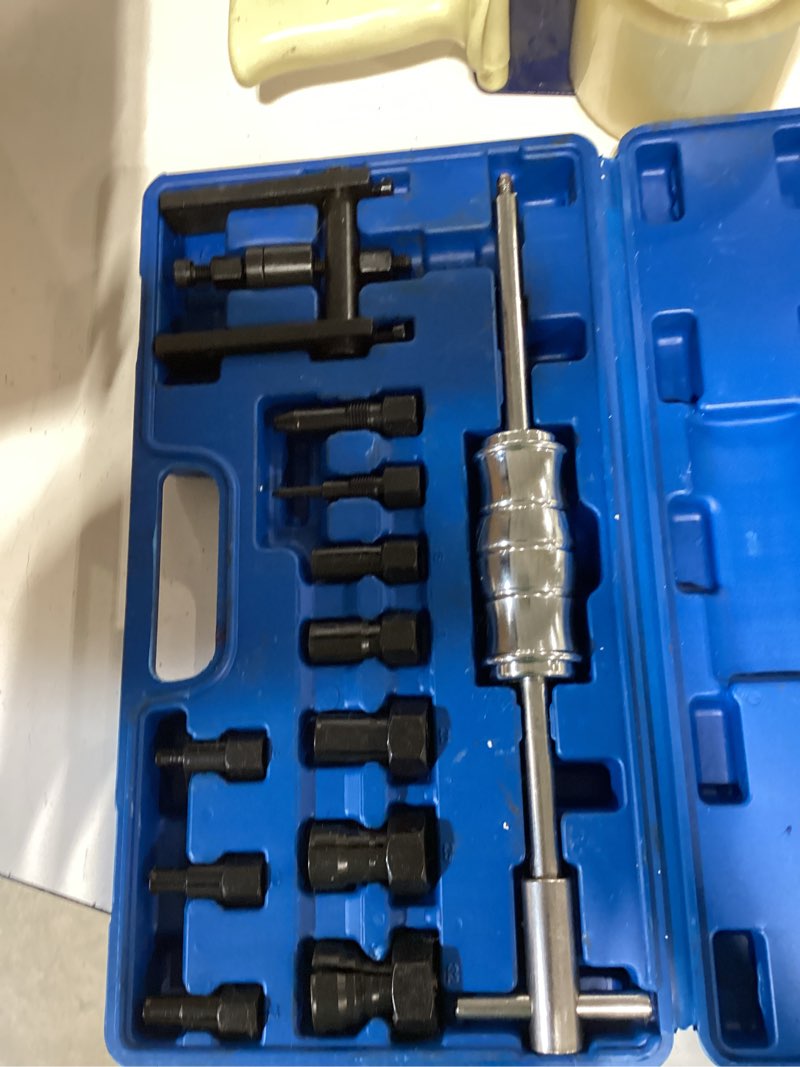 Condition photo showing Good Condition for 12pcs blind hole bearing puller set internal bearing extractor puller kit motorcycle bicycle wheel bearing removal tool slide hammer pilot insert inner bearing puller tool with expanding collet 8-32mm