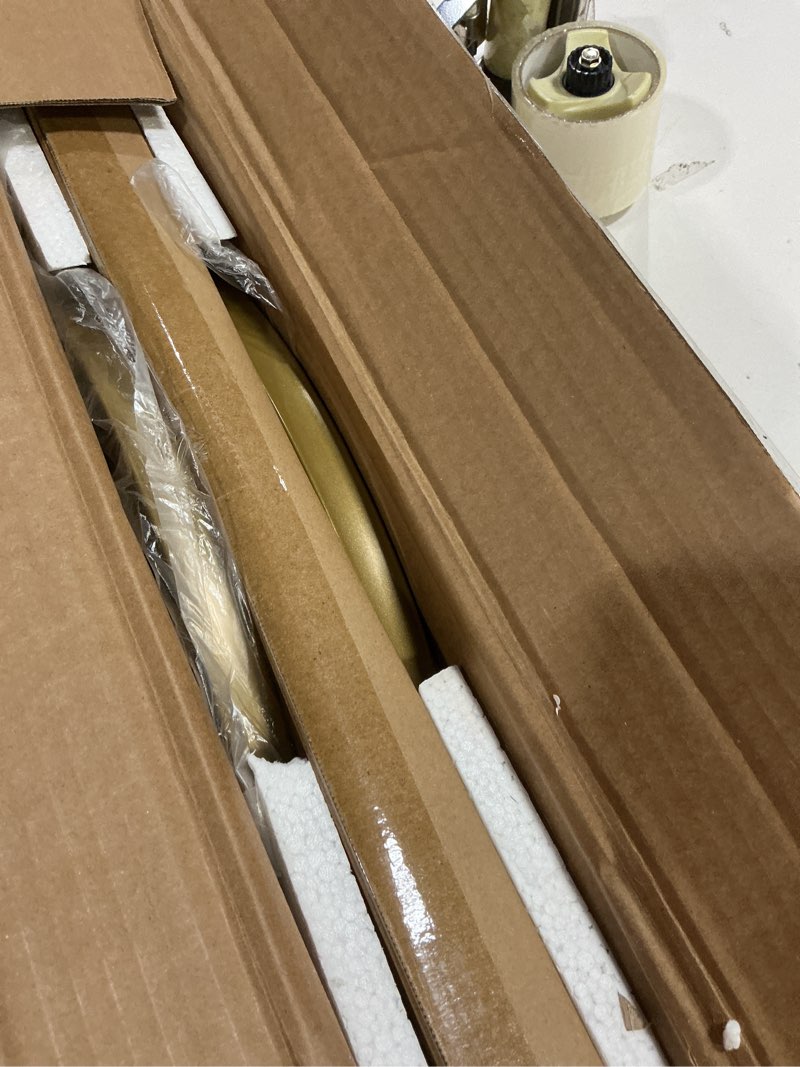 Condition photo showing Good Condition for Coffee Table Gold Glass Coffee Tables for Living Room, Oval Table Center Table with Sturdy Metal Frame,Modern Tempered Glass Accent Tables for Bedroom Home Office Gold 1-Tier