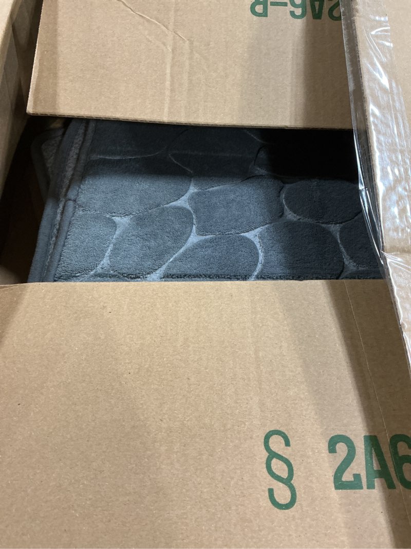 Condition photo showing Good Condition for yihouse bathroom rugs mat set 2 piece dark grey, memory foam bath mats sets, non slip water absorbent washable bath rugs for sink, toilet and floor dark grey 2 pieces
