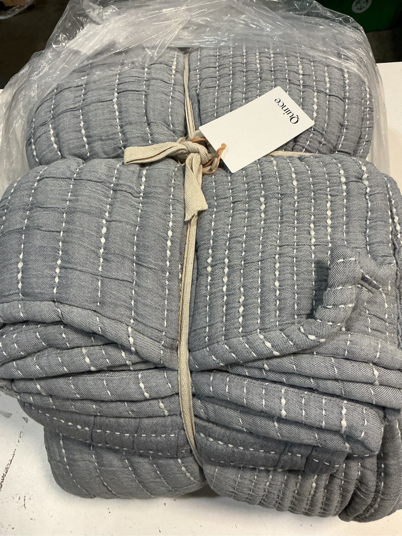 Condition photo showing New/Like New for quince organic cotton channel stitch coverlet set, king/cal king, blue
