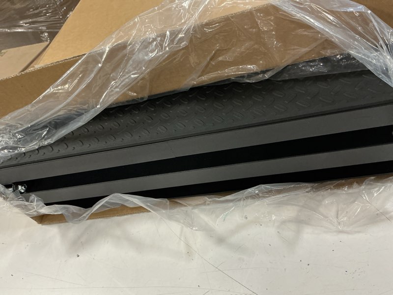 Condition photo showing Good Condition for dog ramp for car 71" x 17.6" extra long folding aluminum pet ramp for large dogs up to 250 lbs, portable waterproof dog ramps for suv truck cars 71'' ramp