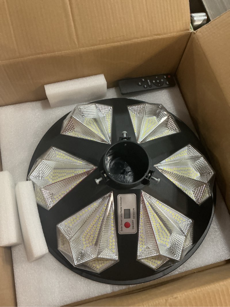 Condition photo showing Good Condition for Outdoor Solar Lamp Post Light with Motion Sensor, Dusk to Dawn IP65 Waterproof, 648 LEDs Solar Powered Street Light with Remote for Garden, Lawn, Pathway, Yard (Not Included Pole) Head/Diamond Shape