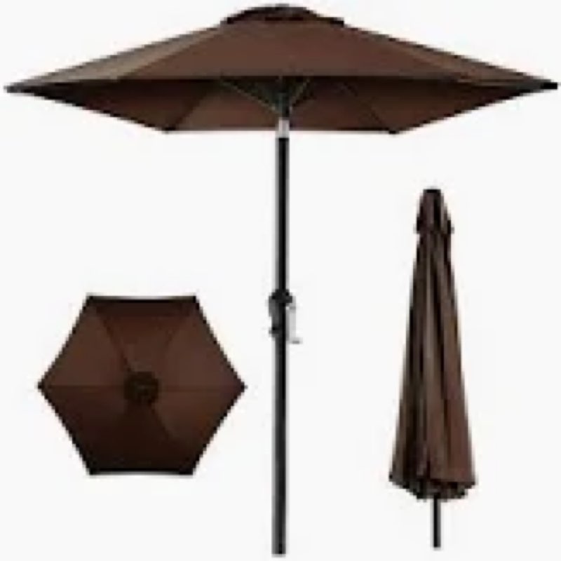 10ft 2-tiers outdoor patio umbrella, outdoor table umbrella with push button tilt and crank, vented large market umbrella 8 sturdy ribs uv protection for pool, backyard, garden 10ft