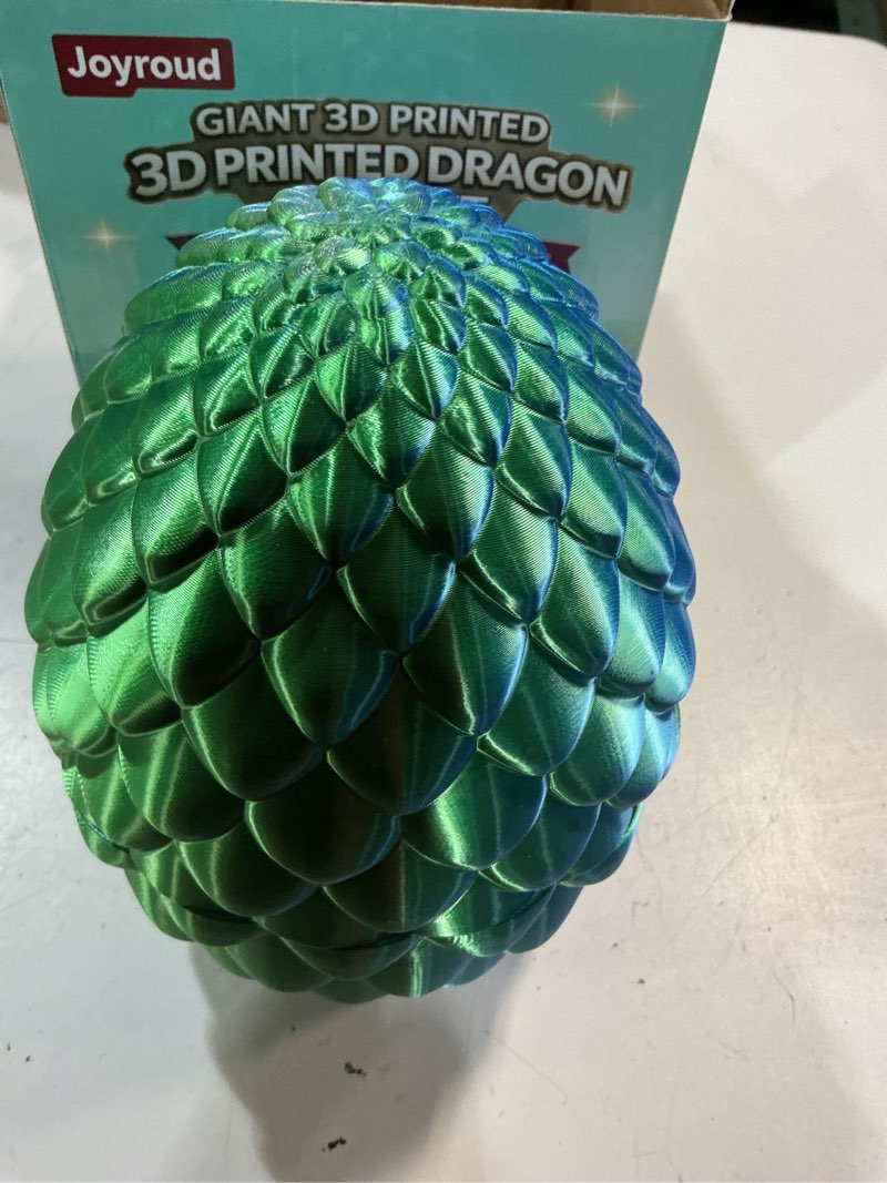 Condition photo showing New/Like New for 24'' large 3d printed dragon egg with chinese dragon toy inside, reusable big dragon egg for fidget play, desk decor & storage, collectible 2026 graduation gifts for boys girls him her (blue green) emerald blue