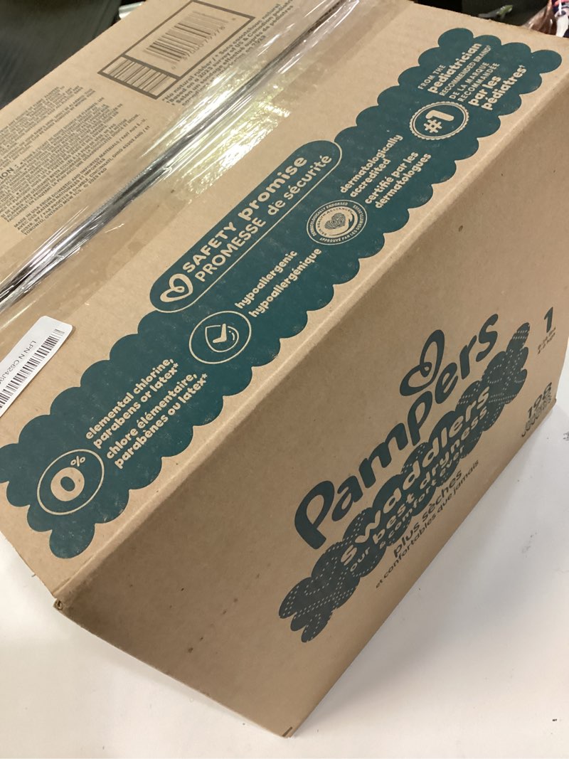 Condition photo showing New/Like New for pampers swaddlers diapers, size 1 (8-14 lbs), 198 count, absorbent, keeps baby dry and comfortable, skin safe disposable baby diaper (packaging may vary) size 1 198