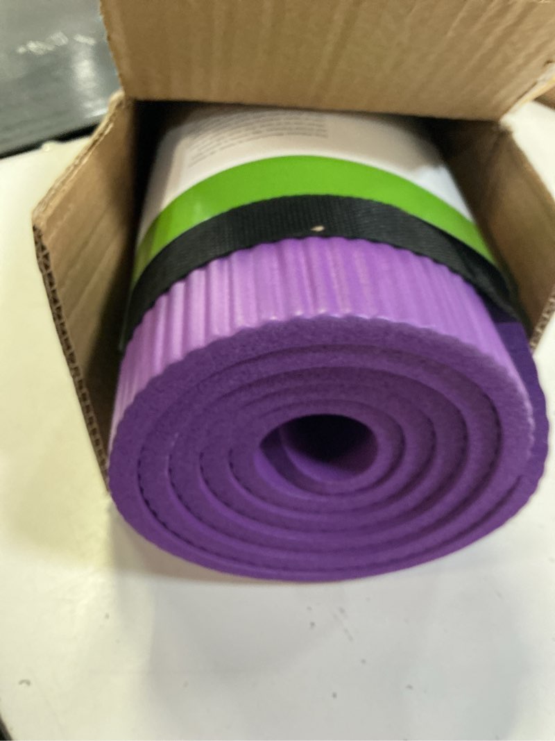 Condition photo showing Good Condition for gaiam yoga mat, pilates & exercise mat, thick 2/5" (10mm) workout mat with easy-cinch carrying strap for home & gym workouts purple 2/5" (10mm)
