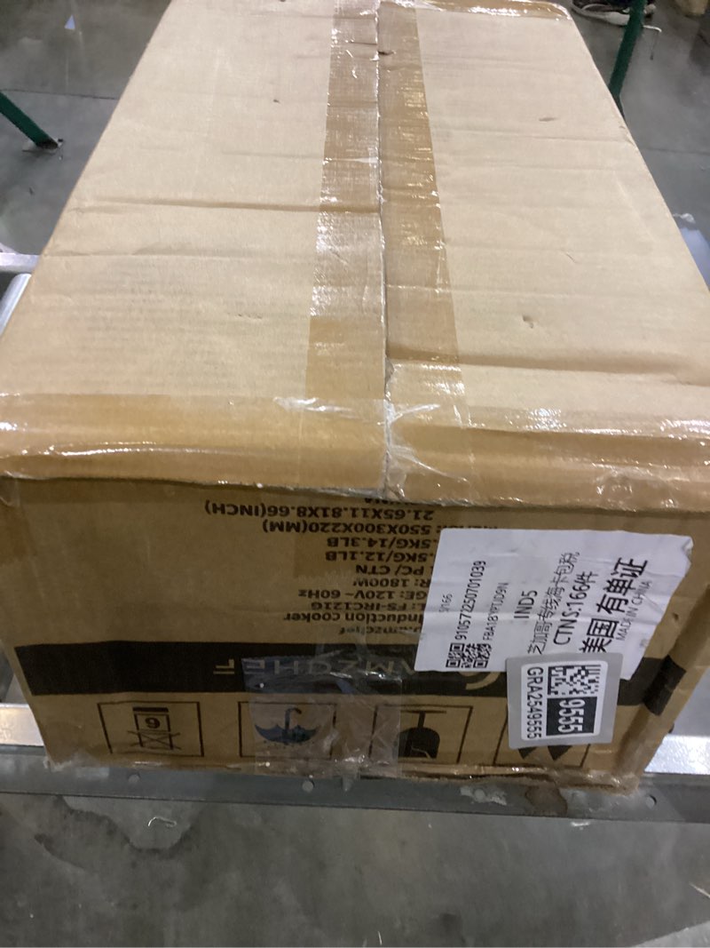 Condition photo showing As Is for AMZCHEF Double Induction Cooktop with Removable Griddle Pan Non-stick, 1800W 2 burner Portable Induction Stove With Sensor Touch 9 Power Levels, 99 Min Timer, Black