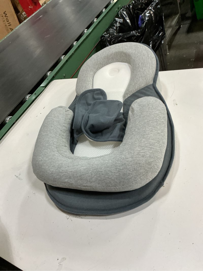 Condition photo showing Good Condition for Baby Lounger Pillow for Infant Support Cushion Reflux Breastfeeding Pillow, Bottle Feeding, Tummy Time, Adjustable Baby Wedge Lounger Pillow for Reducing Spit-Up White Grey