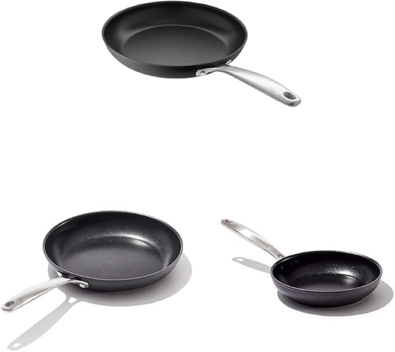 OXO Good Grips Pro 12\" & 10\" & 8\" Frying Pans, 2 Layered German Engineered Nonstick Coating