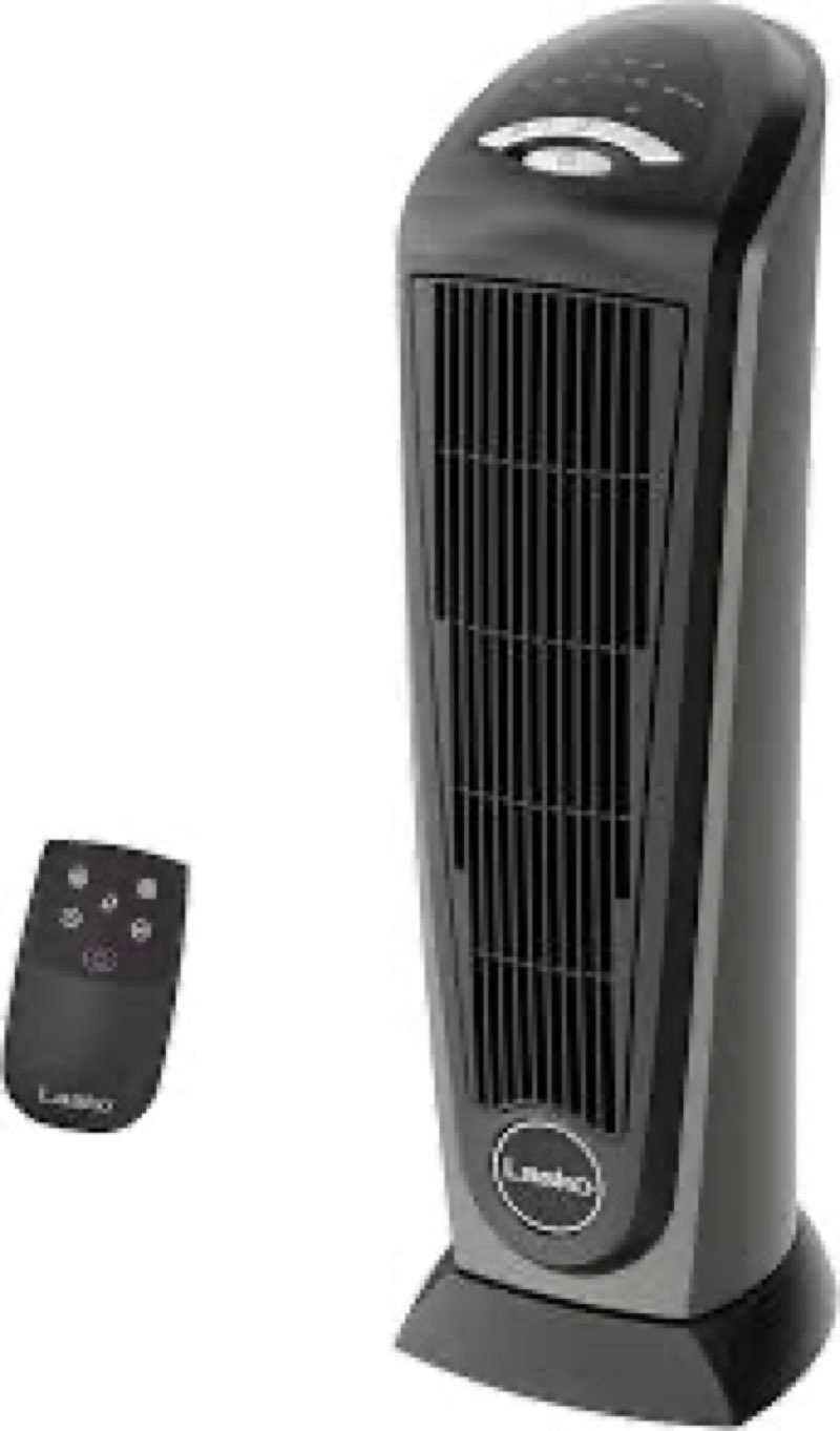 Lasko 1500W Ceramic Tower Space Heater with Remote, Thermostat, Timer & Widespread Oscillation, Port