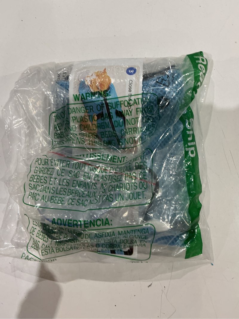 Condition photo showing Good Condition for small (2-5 lbs, blue)-suction cup cat grooming bag, adhesive neck closure, dual anti-escape, 4 bottom nail zippers, back large zipper, handle, s-hook & clippers