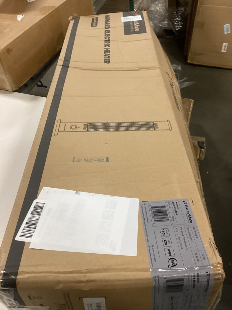 Condition photo showing As Is for Outdoor Electric Patio Heater, ThermoMate 1500W Freestanding & Wall-mounted Infrared Heater with Remote, 8 Heat Levels, 8H Timers, Tip-Over & Overheat Protection, IP65 Waterproof Tower Space Heater 42"