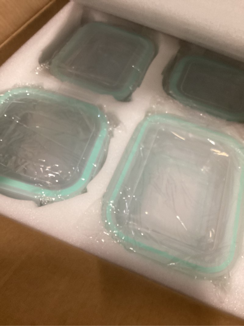 Condition photo showing Good Condition for 8-piece glass food storage container, glass pre meal preparation container, with sealing cover, suitable for use in microwave ovens, ovens, refrigerators, and dishwashers