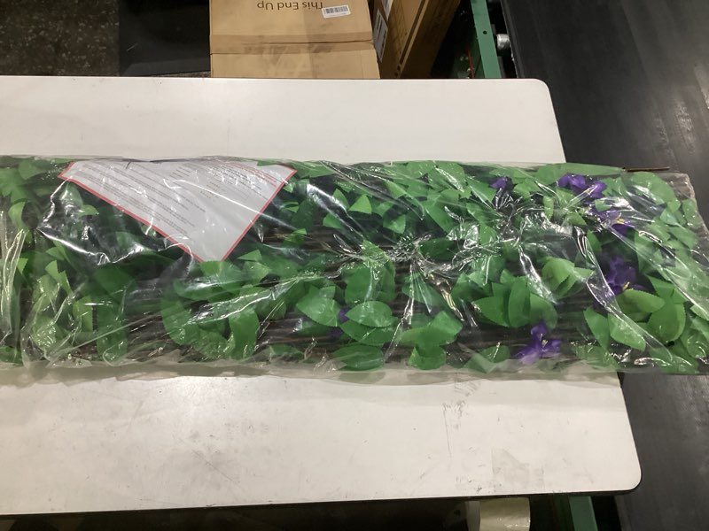 Condition photo showing Good Condition for expandable fence privacy screen for balcony patio outdoor,decorative faux ivy fencing panel,artificial hedges (single sided leaves) (1, purple flowers) 1 purple flowers