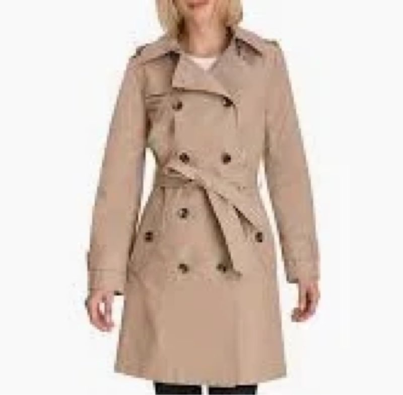 London Fog Women's Single Breasted Long Trench Coat with Epaulettes and Belt, BR Khaki, Large