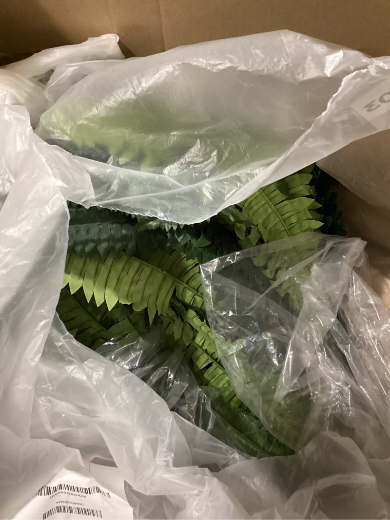 Condition photo showing Good Condition for 49” Artificial Ferns for Outdoors Planter, 128 Leaves per Fern, Set of 2, Large Lush Fake Boston Ferns Hanging Plants, UV Resistant Faux Greenery for Porch Patio Garden Home Decor Indoor Outdoor 128 Leaves 2 Pack