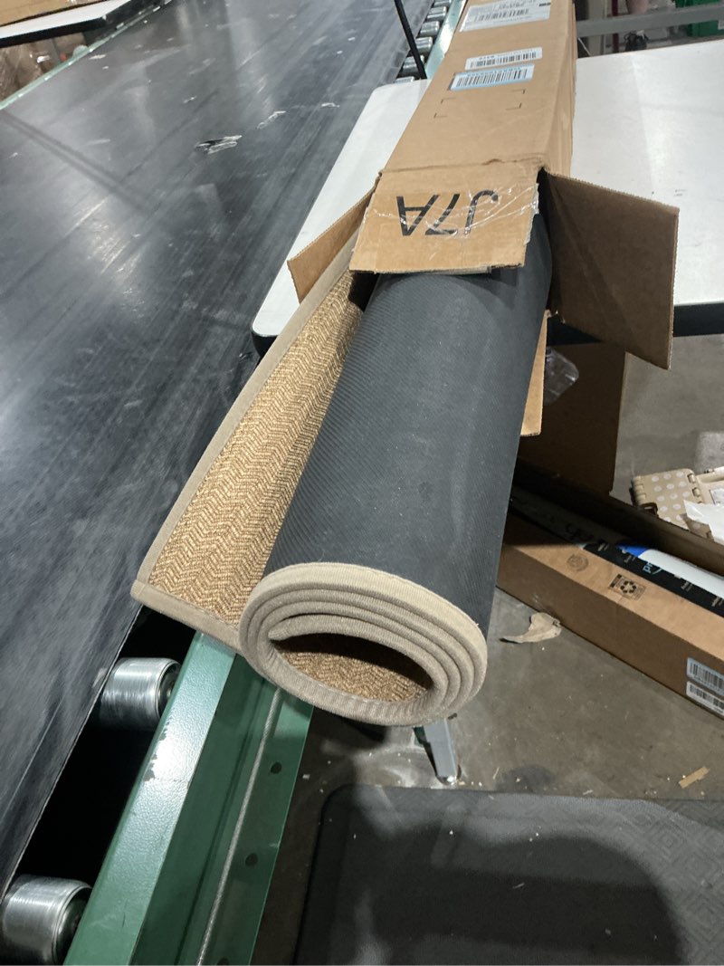 Condition photo showing As Is for color&geometry large front door mat indoor entrance, 36"x56" indoor mats for entryway non slip rubber backed, dirt trapper double door mat washable, dark khaki (rolled-up no creases) dark khaki 3' x 4'8" (rectangular)