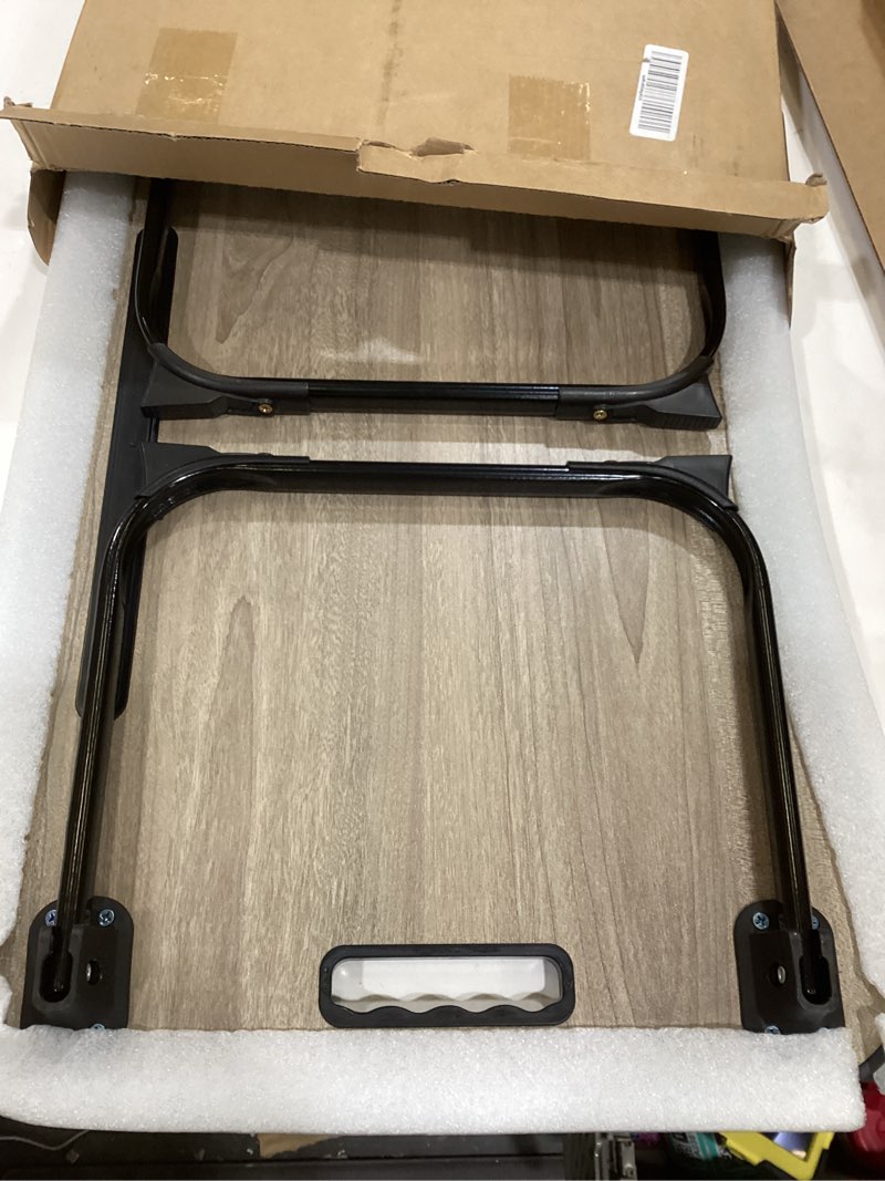 Condition photo showing New/Like New for Foldable Lap Desk, Laptop Bed Desk, Portable Lap Table, Laptop Bed Table with Cup Holder & Tablet Slot & Lifting Handle for Working Writing Drawing & Eating - Gray Wood