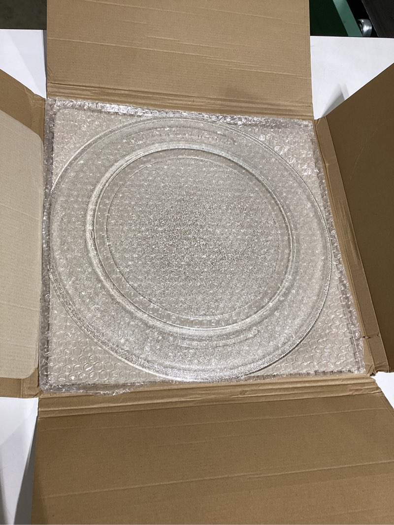 Condition photo showing New/Like New for 16" microwave glass turntable plate, 16" / 40.6cm microwave tray replacement glass plate, glass tray replacement for lg, ge, magic chef, hotpoint, panasonic, kenmore, etc