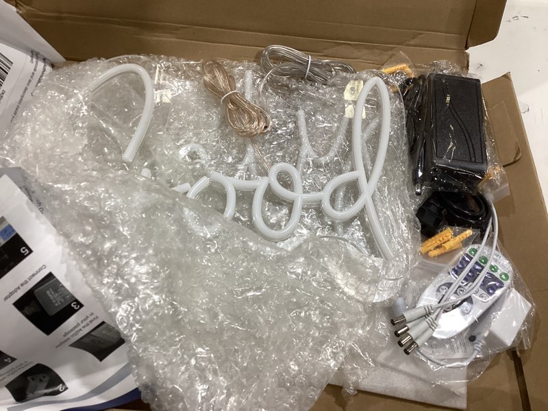 Condition photo showing Good Condition for 48.5 inch good vibes only neon sign large, neon lights with remote dimmer, neon light up signs for wall decor,home bedroom,party bar salon, unique gifts(warm white)