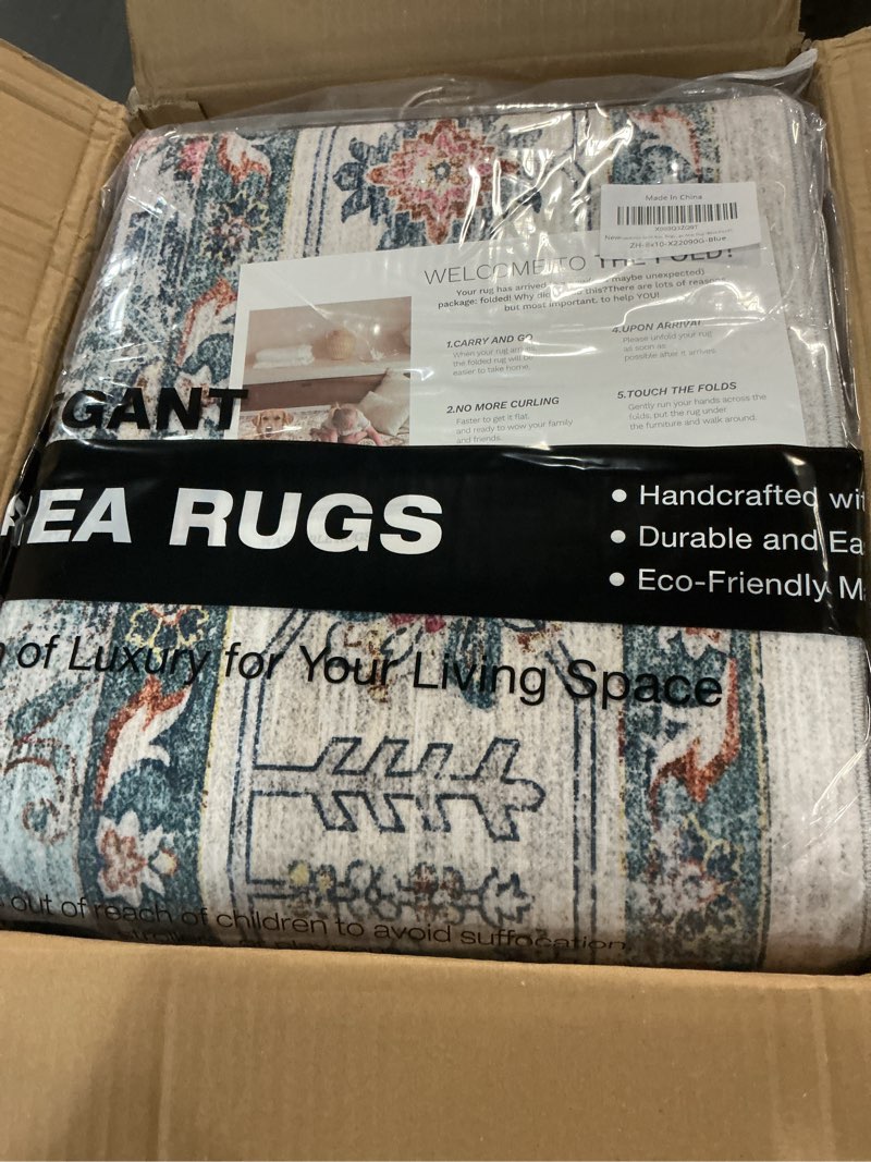 Condition photo showing New/Like New for zesthome 8x10 Area Rugs,Stain Resistant Washable Rug,Ultra-Thin Rugs for Living Room,Bedroom,Non-Slip Backing Home Decor Large Area Rug (Blue,8'x10') Blue 8' x 10' (Rectangular)
