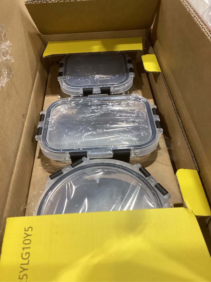 Condition photo showing Good Condition for joyjolt joyful 24pc(12 airtight, freezer safe food storage containers and 12 lids), pantry kitchen storage containers, glass meal prep container for lunch, glass storage containers with lids