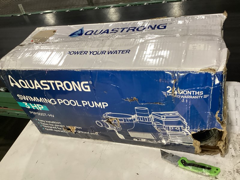 Condition photo showing As Is for aquastrong®-swimming pool pump 3 hp