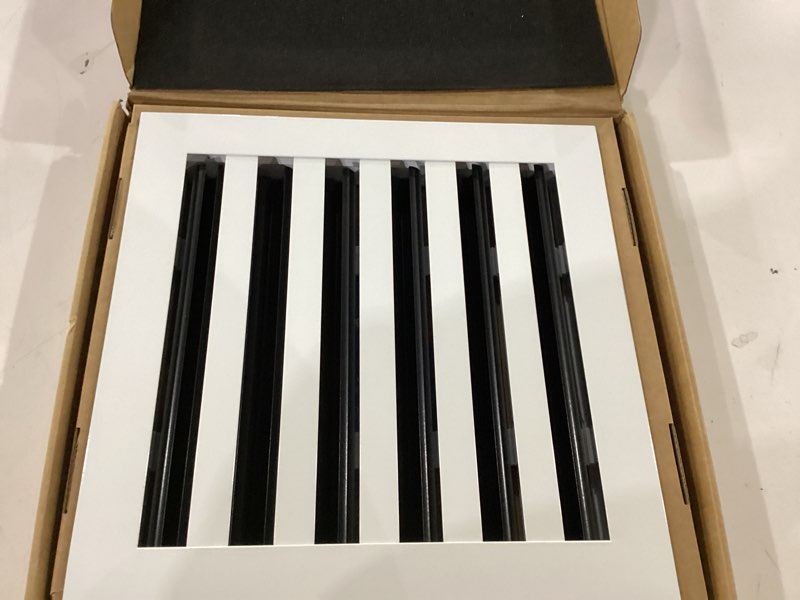 Condition photo showing New/Like New for 12x12 modern ac vent cover - decorative white all aluminum air vent - standard linear slot diffuser register grille for ceiling, walls & floors - adjustable airflow 12x12_white