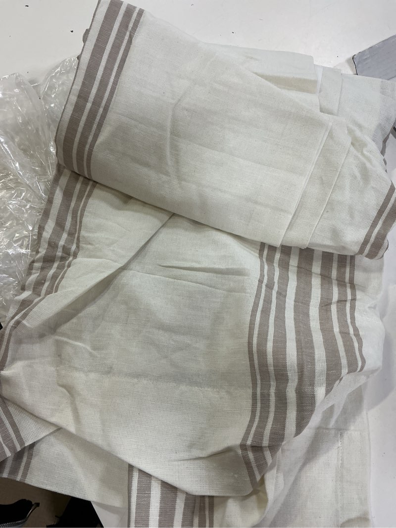 Condition photo showing Good Condition for coastal stripe linen cotton curtain - single panel (48x84in)