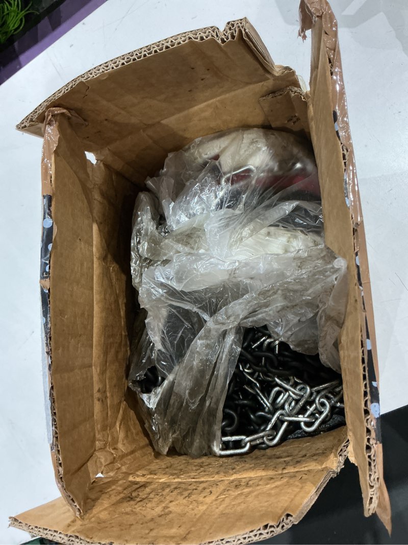 Condition photo showing As Is for 2 ton hand chain hoist 4400 lbs capacity 20ft lift manual come along winch with g80 steel chain & dual hooks for engine lift, warehouses, automotive, machinery 2ton 20ft
