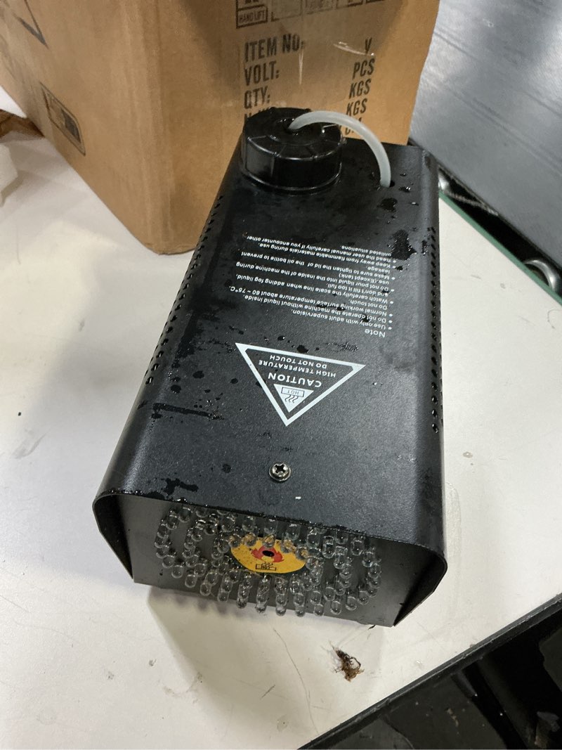 Condition photo showing As Is for Smoke Machine, Fog Machine Outdoor with 3 LED Lights, 400W and 2000CFM Fog with Wired Receiver, Wireless Remote Controls, Perfect for Wedding, Halloween, Christmas, Party, Club,DJ Stage Effect