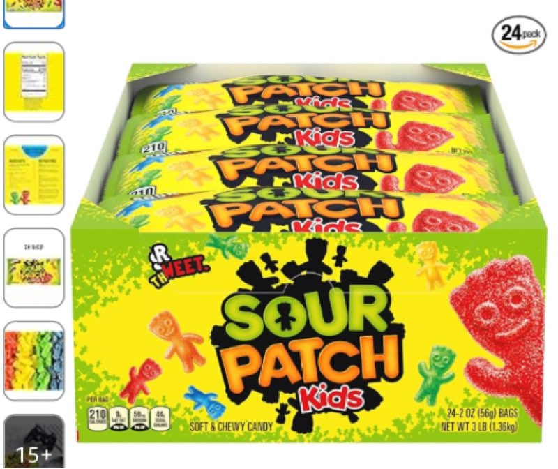 SOUR PATCH KIDS Soft & Chewy Candy, Bulk Candy, 14  - 2 oz Bags ( 11/ Aug / 2025) 