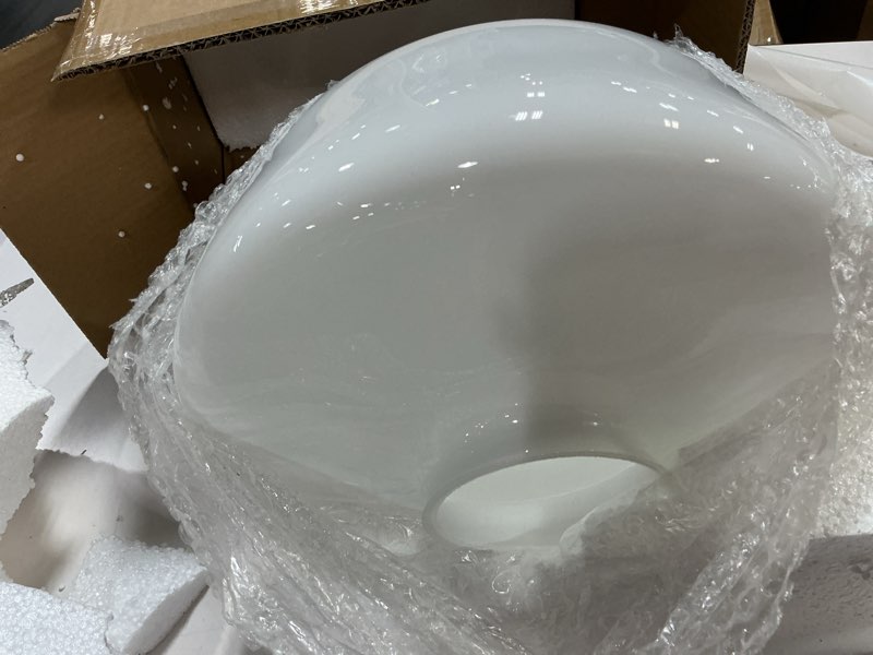 Condition photo showing Good Condition for Schoolhouse Light Fixture Modern Gold Ceiling Light,Semi Flush Mount Ceiling Light,12''Wide Opal Milk Glass Shade,Brass Vintage Light for Farmhouse Bedroom Kitchen Hallway Entryway Gold - 12" Semi-Flush Mount Opal Milk Glass