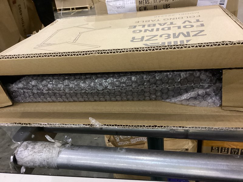 Condition photo showing As Is for ZM&ZR TV Tray – 6 Adjustable Height Levels & 3 Tilt Angles – Foldable Multipurpose Snack Table with Retractable Cup Holder – Slide Under Sofa or Bed – Portable Laptop, Dinner & Coffee Table