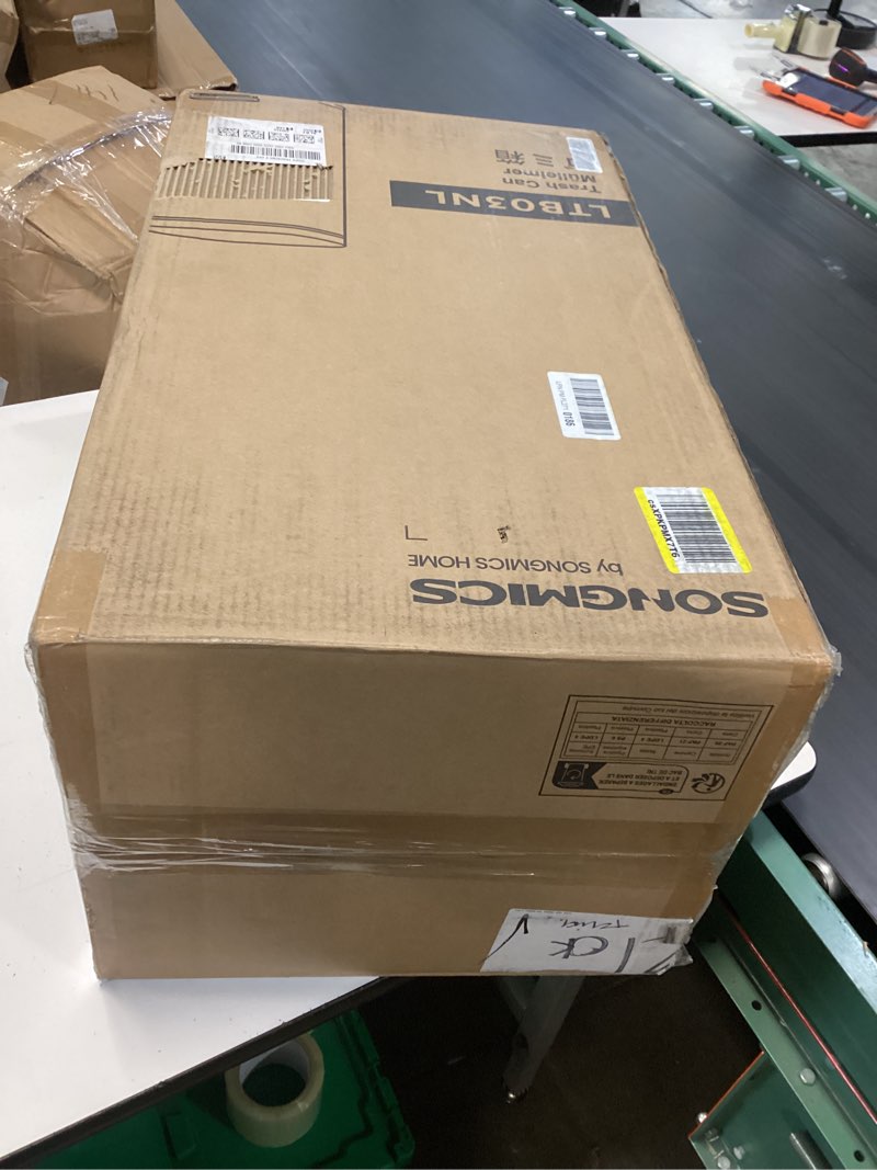 Condition photo showing New/Like New for songmics trash can with lid, 8 gallon garbage can, stainless steel small waste bin with step pedal and inner bucket, soft close, kitchen, silver ultb03nl silver 8 gal.
