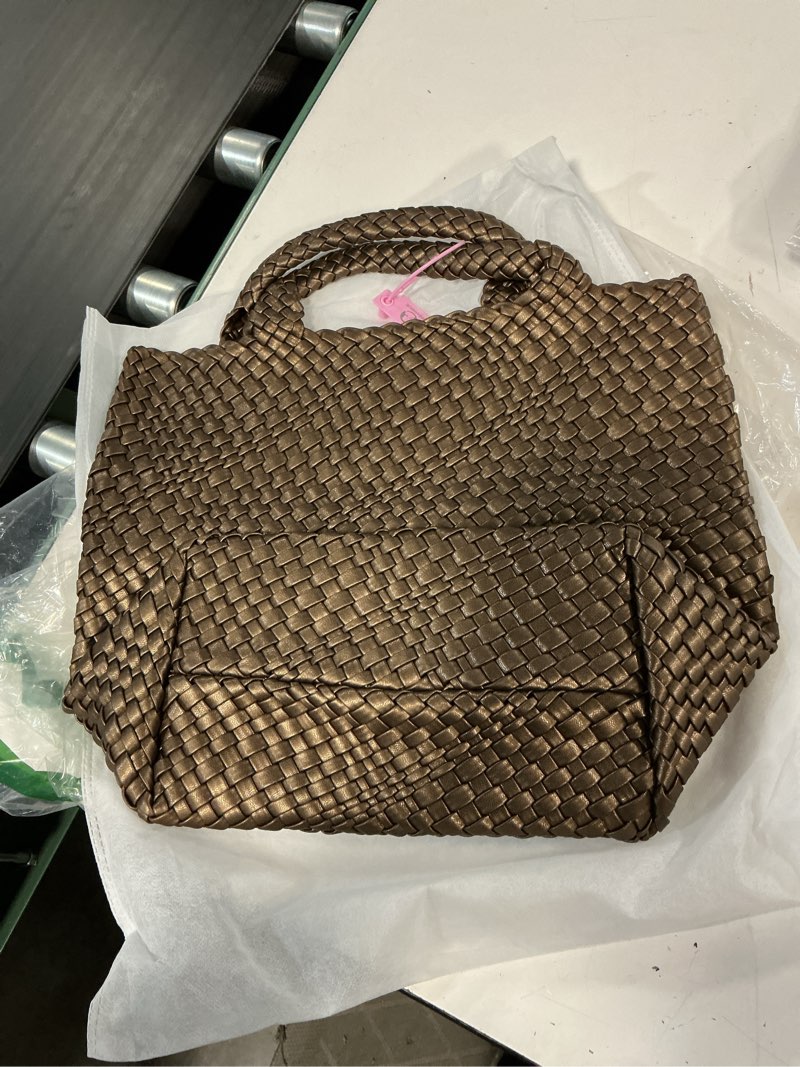 Condition photo showing Good Condition for jinmanxue fashion woven bag shopper bag travel handbags and purses women tote bag large capacity shoulder bags bronze