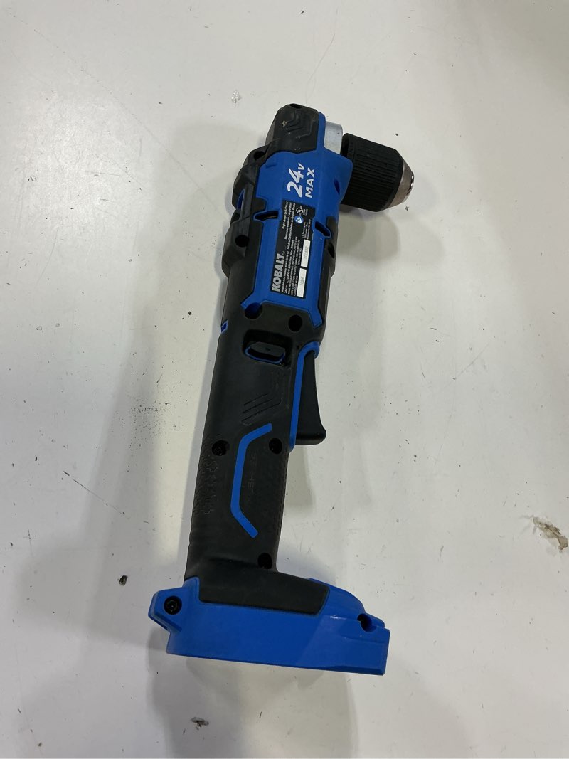 Condition photo showing As Is for kobalt 24-volt 3/8-in keyless brushless right angle cordless drill (battery not included and charger krad 1224b-03