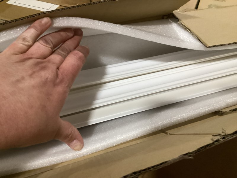 Condition photo showing As Is for art3d pre-cut wall molding set of 5pcs, ready-to-assemble wainscoting panels for interior wall décor living room bedroom accent wall - installed with glue, 3 top 3 bottom
