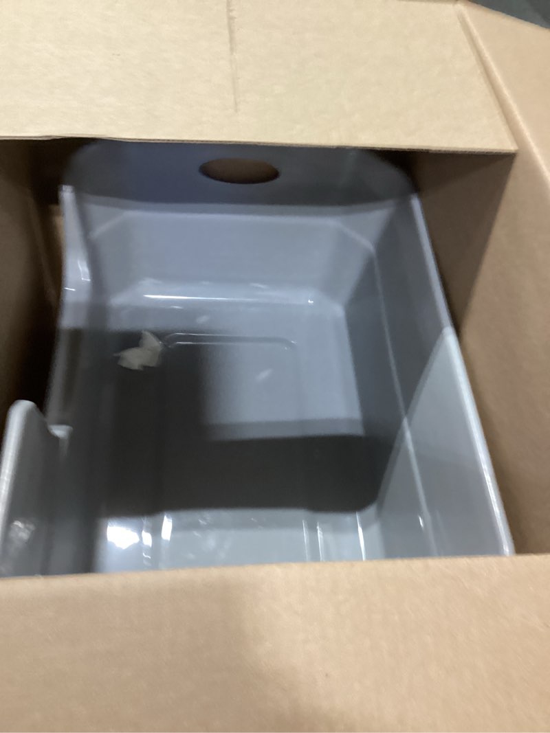 Condition photo showing As Is for large cat litter box with high sides,low entry cat litter pan tray kitty litter box for indoor big & senior cats,anti-splashing waterproof cat toilet,tool-free assembly,easy to clean (grey)