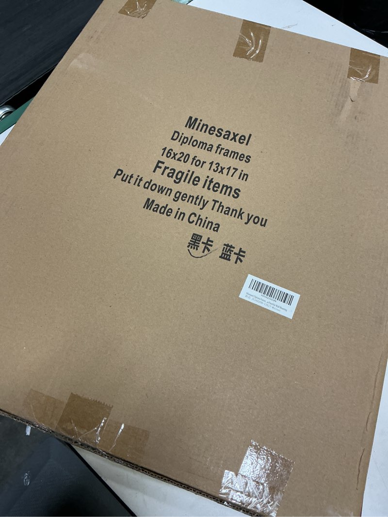 Condition photo showing New/Like New for 16x20 diploma frames 13x17 with black mat, fits degree certificate document, 20 x 16 walnut color frame with tempered glass panel for wall mounting black mat-1 16x20 for 13x17 with mat