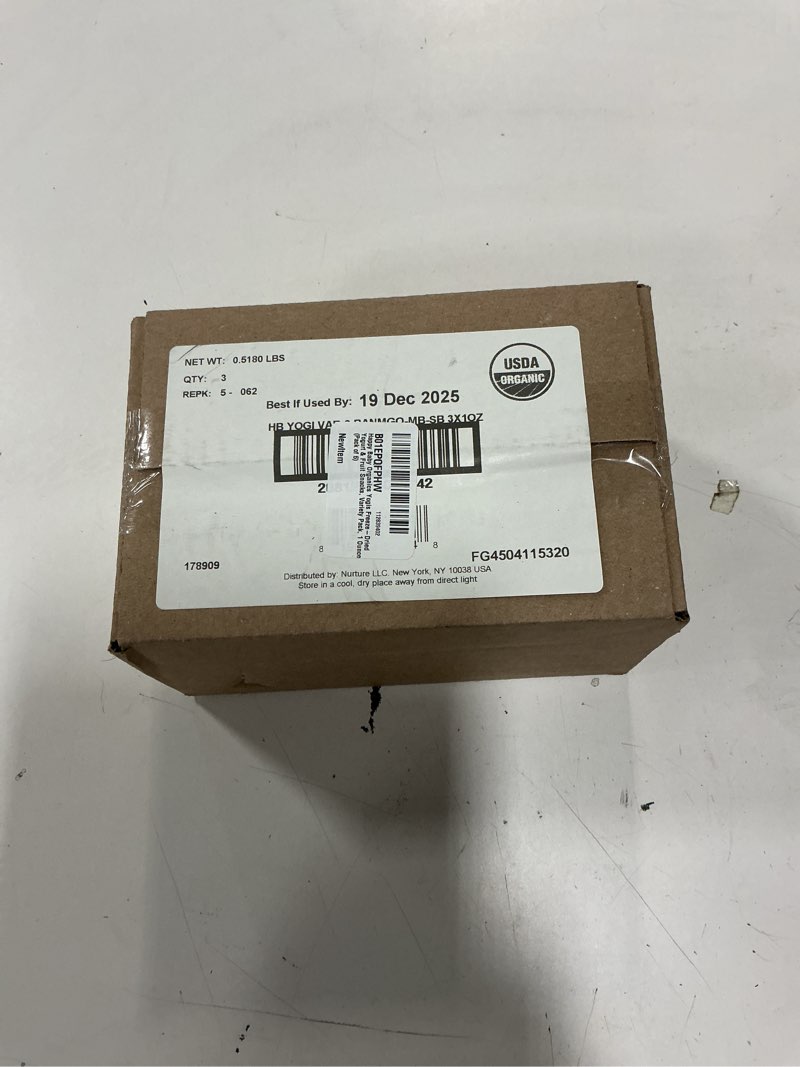 Condition photo showing New/Like New for Happy Baby Organics Yogis Freeze-Dried Yogurt & Fruit Snacks, Variety Pack, 1 Ounce (Pack of 6) Yogis Variety Pack Pack of 6( BB: 19/Dec/25)