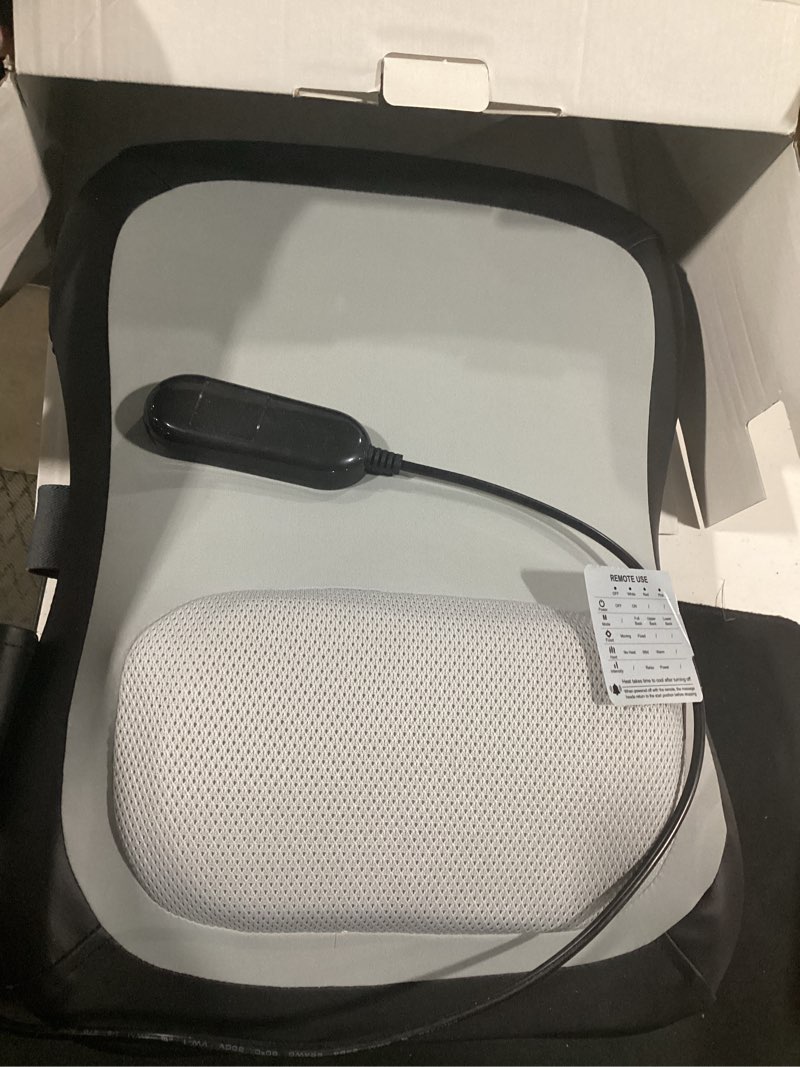 Condition photo showing Good Condition for shiatsu back and neck massager for pain relief deep tissue, up and down rolling back massager with heat, 3d kneading massage for office home car, birthday gifts for women men mom dad gray