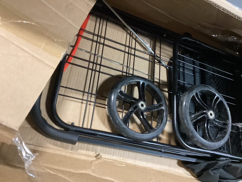 Condition photo showing As Is for (Similar )220lbs Folding Shopping Cart with wheels Metal Utility Cart Grocery Cart Laundryo