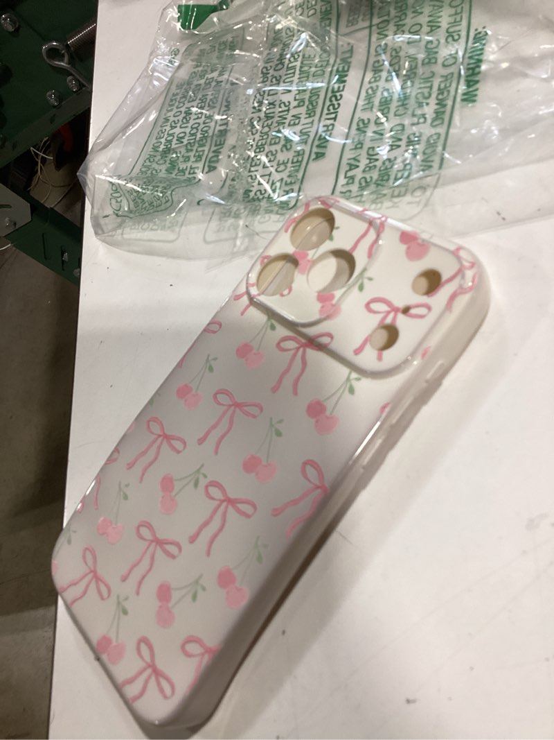 Condition photo showing Good Condition for lioscre cute bow phone case for iphone 17 pro max 6.9", aesthetic pink cherry ribbon bowknot pattern