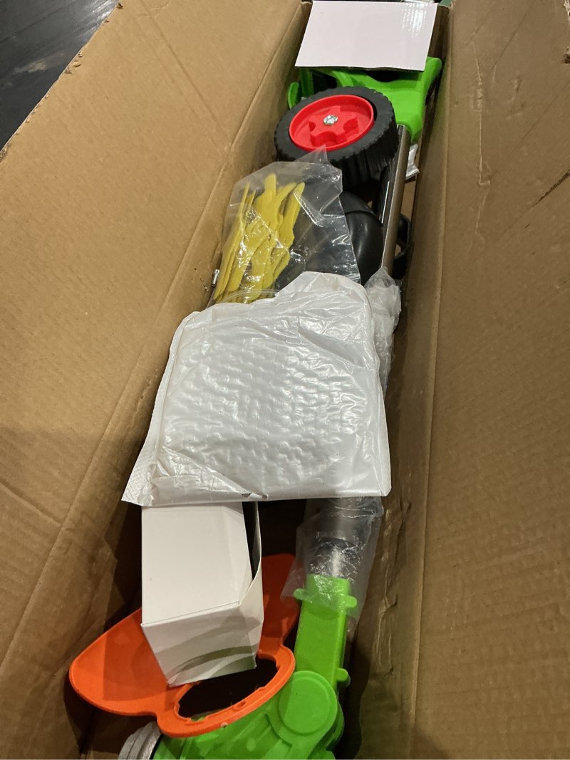 Condition photo showing Good Condition for 21v cordless weed wacker with wheels, 3-in-1 electric grass trimmer | powered by two 2.0ah batteries. includes 3 blades. lightweight and adjustable, ideal for thick weeds & small yards