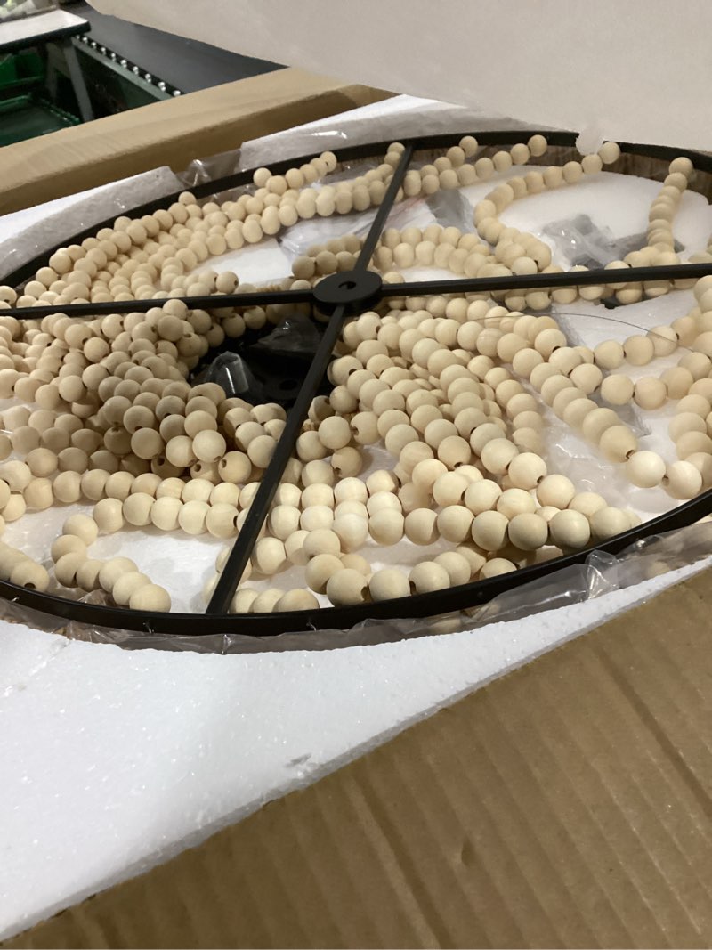 Condition photo showing Good Condition for 22" wood beaded chandelier boho farmhouse pendant light fixtures bohemia hand-woven rattan chandeliers for dining room kitchen island living room 5 light