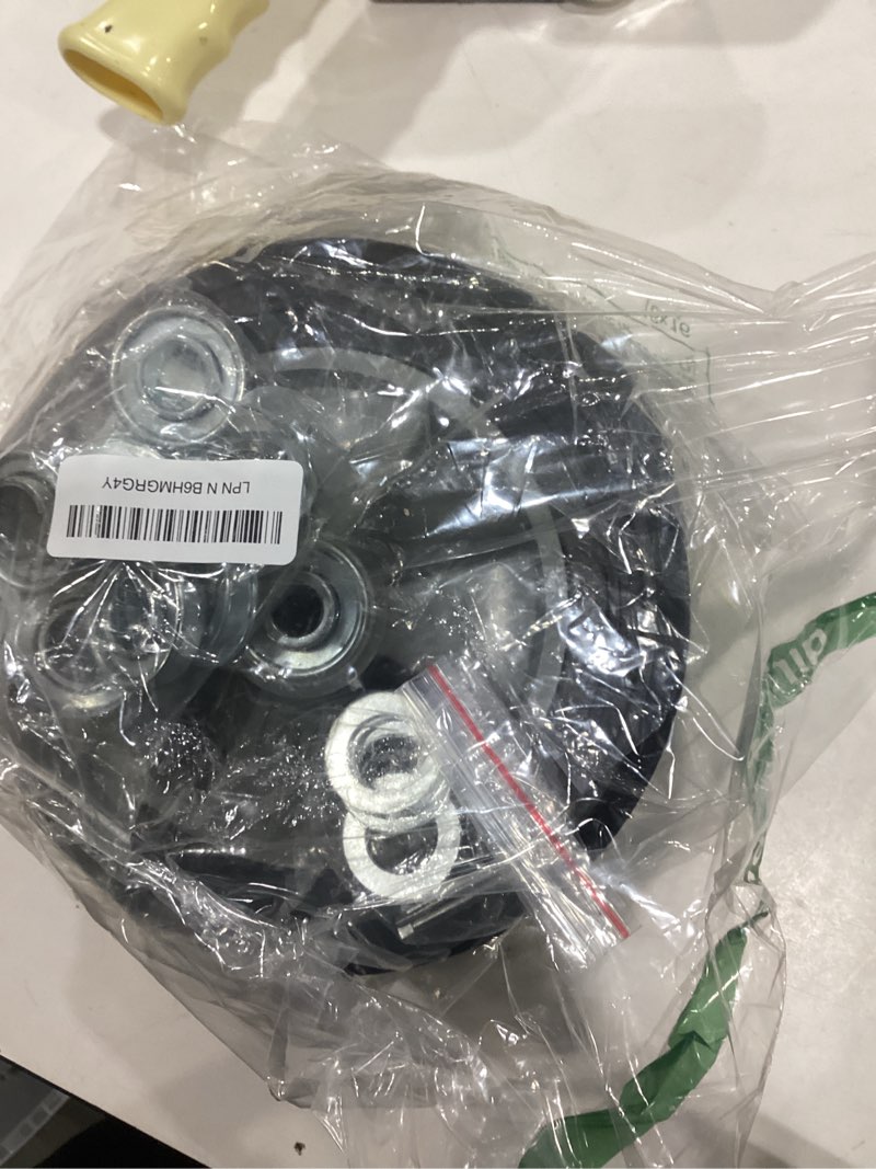 Condition photo showing As Is for AR-PRO (2-Pack) 8" x 2" Flat Free Solid Rubber Tire and Wheel, 3/4" Axles Bore Hole with 2" Offset Hub, Compatible with 8 Inche Wheel for Dolly Trolley Hand Trucks Garden Wagon Cart 1 8x2" Solid Tire (3/4"Bearing)