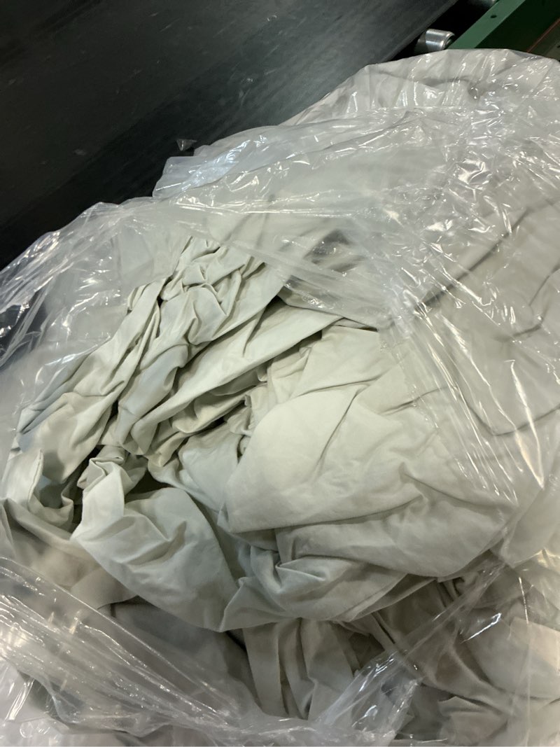 Condition photo showing As Is for organic crisp percale deluxe bedding bundle, queen, mist
